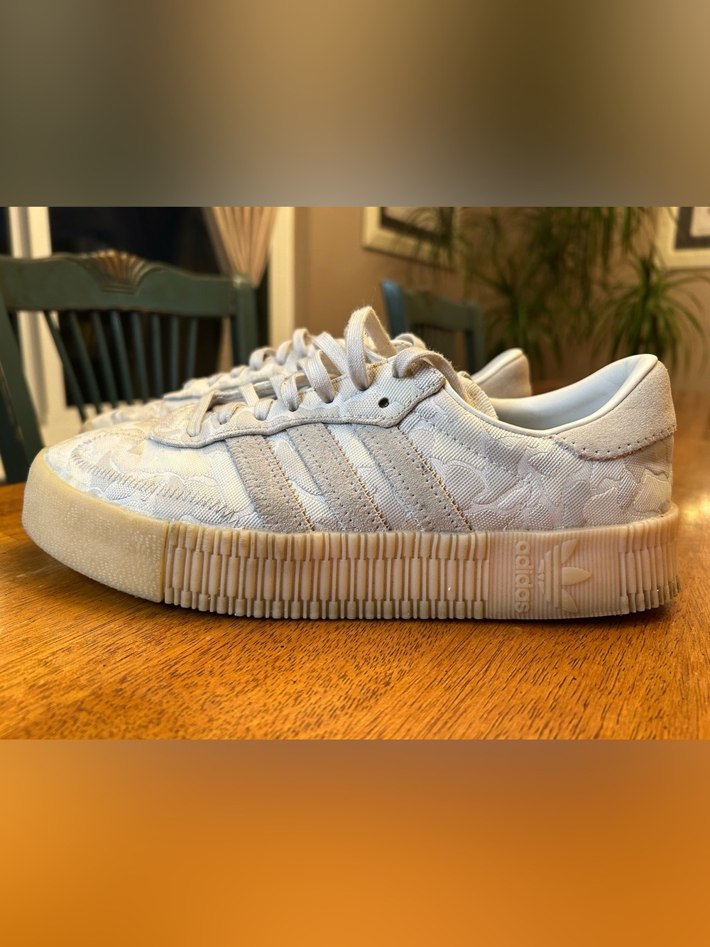 Adidas Women's Sambarose 'White Camo' Platform Sneakers Shoes Athleisure Sz 8
